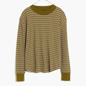 Madewell Mockneck Waffle Sweatshirt Tee in Stripe